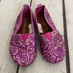 Koala Kids Pink/Magenta Glitter Swirly Alpargatas Slip Ons